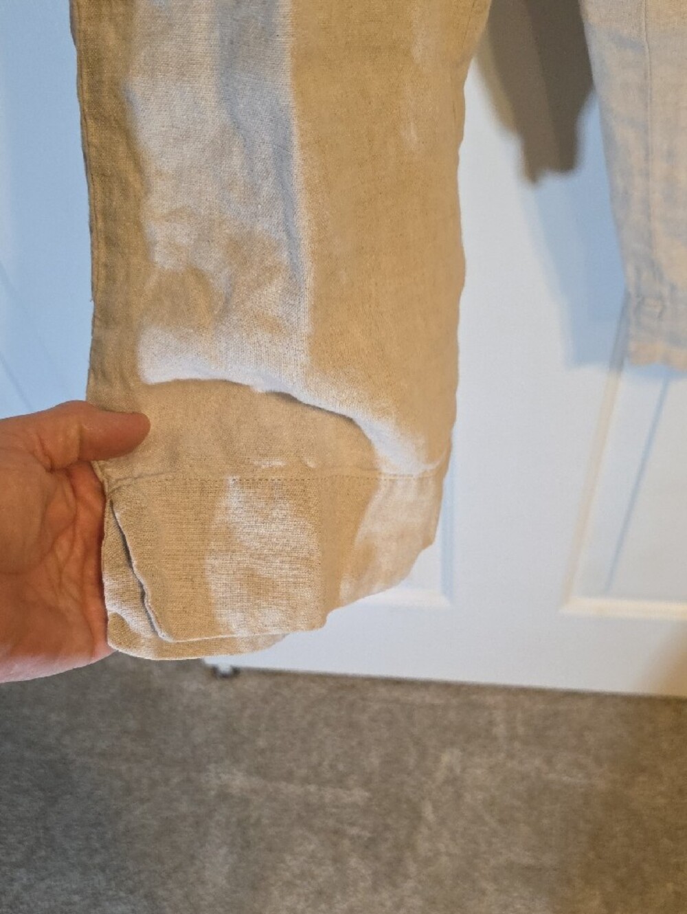 J. Jill Beige/Cream Cropped Linen Blend Pants - Picture 4 of 7